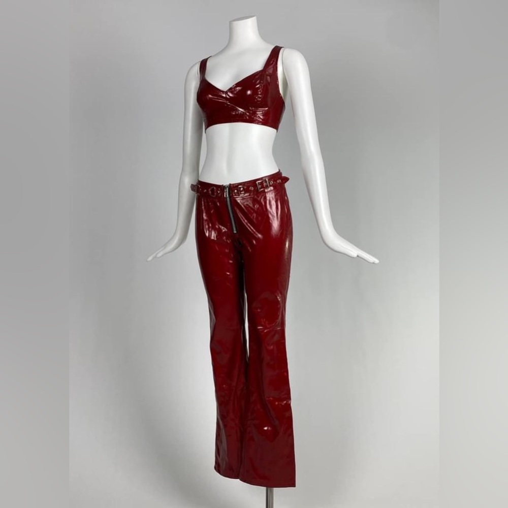1990’s Lip Service PVC Vinyl Fetish Bra Top & Flared Bondage Pant - RARE SET